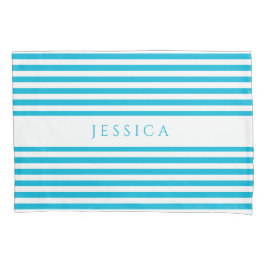 Modernes Blau und Weiß gestreift Kissenbezug