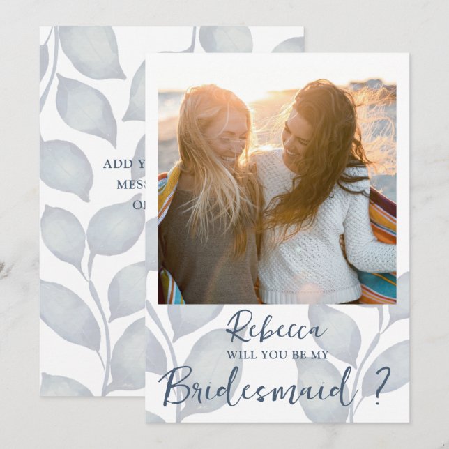 Modernes Blau und Weiß werden Sie meine Brautfrau  (Vorne/Hinten)