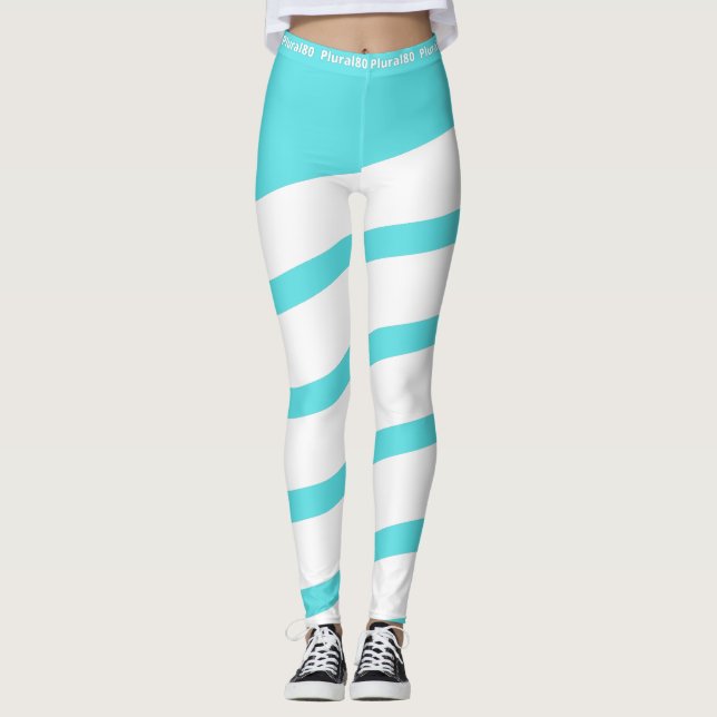 modernes Blau-Weiß-Training Leggings (Vorderseite)