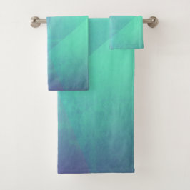 Modernes blaues Aqua und türkisfarbene geometrisch Badhandtuch Set