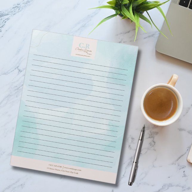 Modernes, blaues Aquamarines Watercolor Notizblock (Von Creator hochgeladen)