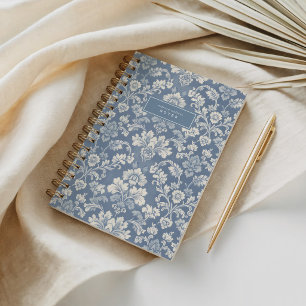 Modernes blaues Damast-Motiv Notizbuch