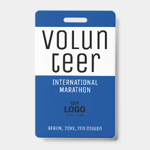 Modernes blaues freiwilliges ID-Logo QR-Code-Event Ausweis