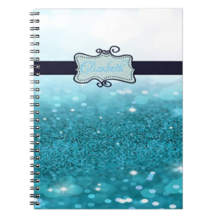 Modernes blaues Glitter-Bokeh, Personalisiert Notizblock