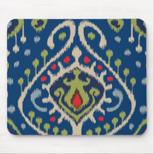 Modernes blaues Grün ikat Stammes- Muster Mousepad