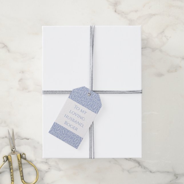 Modernes Blaues Herz Geschenkanhänger (Mit Garn)