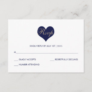 Modernes blaues Herz und Streifen - RSVP-Karte RSVP Karte