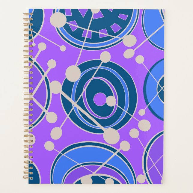 Modernes, blaues, lila und weißes Geodesign. Planer (Vorderseite)