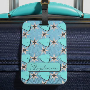Modernes blaues Muster Mitte des Jahrhunderts Gepäckanhänger