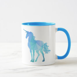 Modernes blaues Polygon-Einhorn Tasse