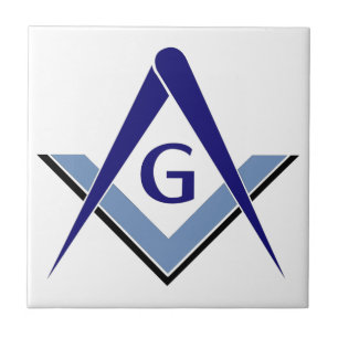 Modernes blaues Quadrat u. Kompassse Fliese