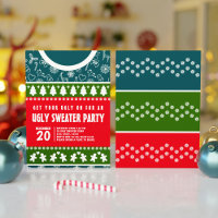 Modernes, blaues Rot und grünes Ugly Sweater Xmas