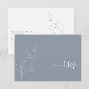 Modernes, blaues Script, botanisches No Menu UAWG RSVP Karte