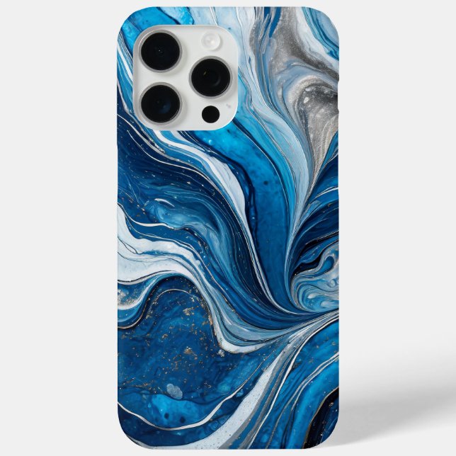 Modernes blaues Silber Eleganter Marmor Case-Mate iPhone Hülle (Rückseite)