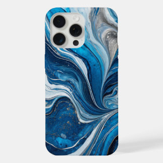 Modernes blaues Silber Eleganter Marmor iPhone 15 Pro Max Hülle