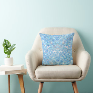 Modernes, blaues Swirl-Abstraktes Muster Kissen