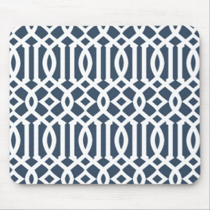 Modernes blaues Trellis-Muster Mousepad
