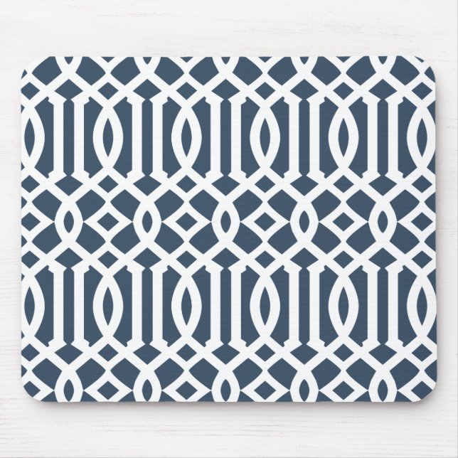 Modernes blaues Trellis-Muster Mousepad (Vorne)