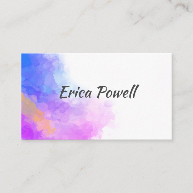 modernes blaues und lila abstraktes Aquarelldesign Visitenkarte (Vorderseite)