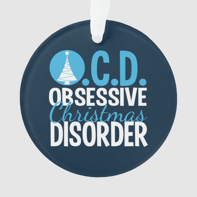 Modernes blaues Weihnachten besessen gewesen Ornament (Vorderseite)