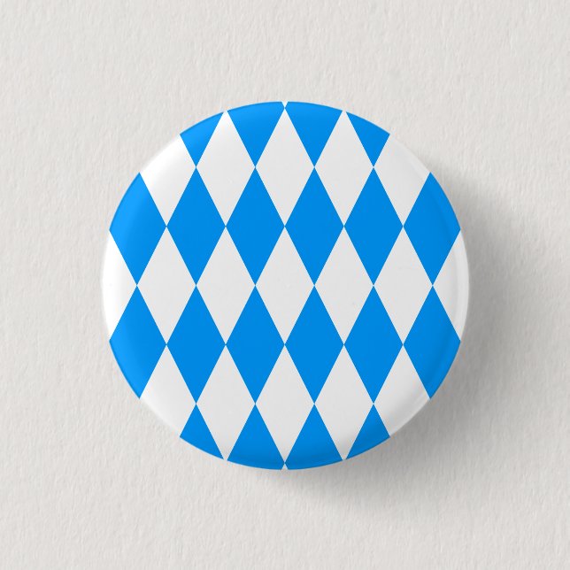Modernes blaues weißes Bayernmuster Button (Vorderseite)