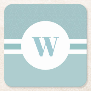 Modernes, bläuliches Monogramm Rechteckiger Pappuntersetzer