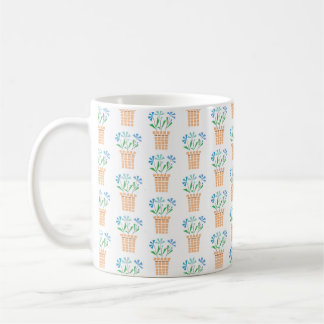 Modernes Blockdruckverfahren Blue Floral Pots Kaff Kaffeetasse