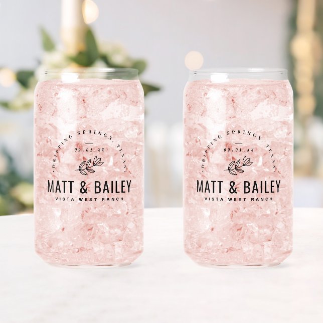 Modernes Bloom Wedding Monogram Dosenglas (Insitu (Hochzeit))