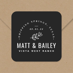 Modernes Bloom Wedding Monogram Quadratischer Aufkleber