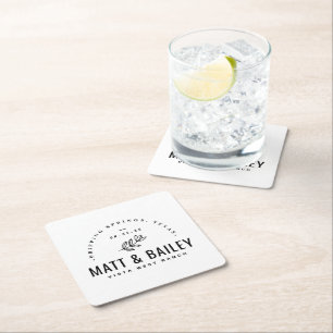 Modernes Bloom Wedding Monogram Rechteckiger Pappuntersetzer