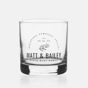 Modernes Bloom Wedding Monogram Whiskyglas