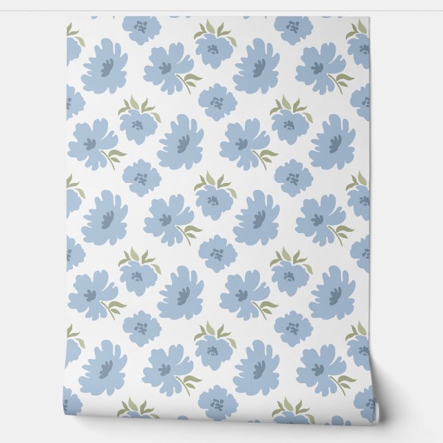 Modernes Blooms Dusty Blue Kinderzimmer Kids Room Tapete (Abrollen)