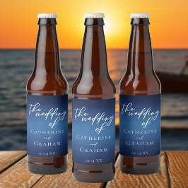 Modernes Blue Abend Hochzeit individuell anpassbar Bierflaschenetikett