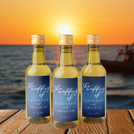 Modernes Blue Abend Hochzeit individuell anpassbar Weinetikett