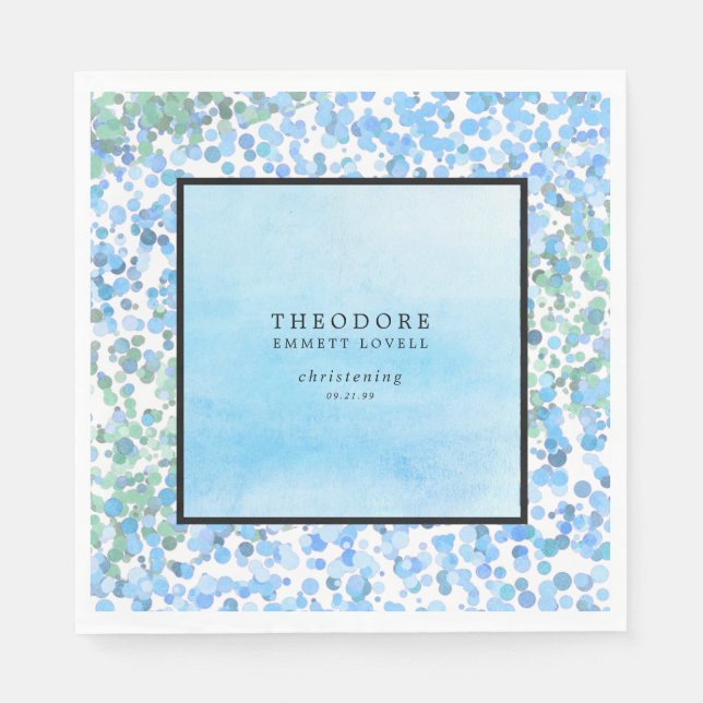 Modernes Blue Abstrakt Christening Serviette (Vorderseite)