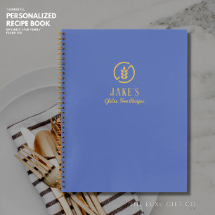 Modernes Blue and Gold Gluten Free Blank Recibook Notizbuch