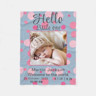 Modernes Blue Baby Boy Foto Geburtserklärung Fleecedecke