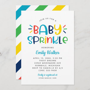 Modernes Blue Baby Sprinkle für die Kinderdusche Einladung