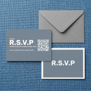 Modernes Blue Big UAWG QR Code Hochzeit Begleitkarte