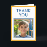 Modernes Blue Birthday Kids Foto Dankeskarte<br><div class="desc">Modern Blue Birthday Kinder Foto Dankeschön Card. Ein niedliche Geburtstag danke Ihnen Karte für Ihre Freunde und Familie. Laden Sie Ihr Foto hoch und personalisieren Sie die Karte mit Ihrem Namen und Text. Großartig wie danke Karte für Jungs.</div>