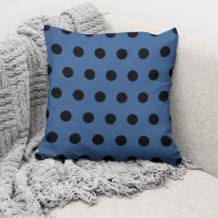 Modernes Blue Black Polka Dots Muster Kissen