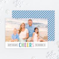 Modernes Blue Cheers Happy Holidays Foto