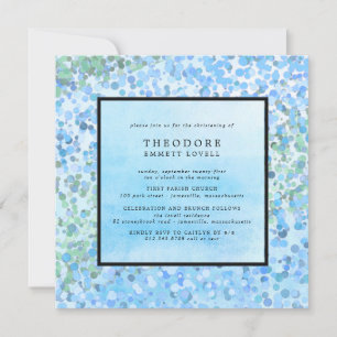 Modernes Blue Christening Einladung