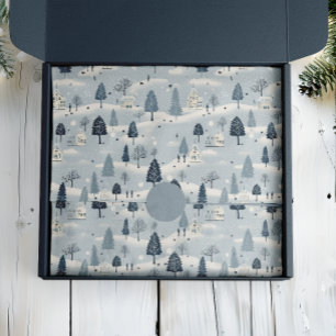Modernes Blue Christmas Village Seidenpapier
