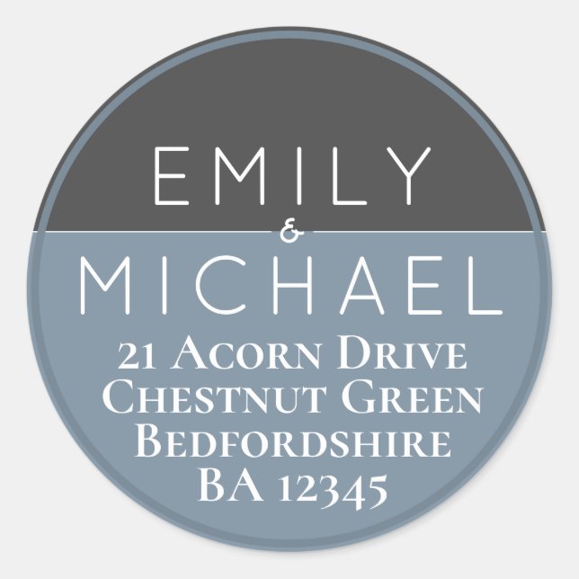 Modernes Blue Custom Gevor Gift Envelope Event Runder Aufkleber (Vorderseite)