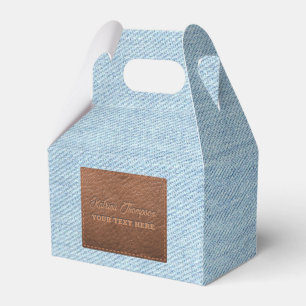 Modernes Blue Denim Jeans Textur Leather Patch Geschenkschachtel