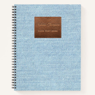 Modernes Blue Denim Jeans Textur Leather Patch Notizbuch