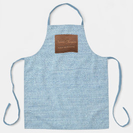 Modernes Blue Denim Jeans Textur Leather Patch Schürze