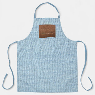 Modernes Blue Denim Jeans Textur Leather Patch Schürze