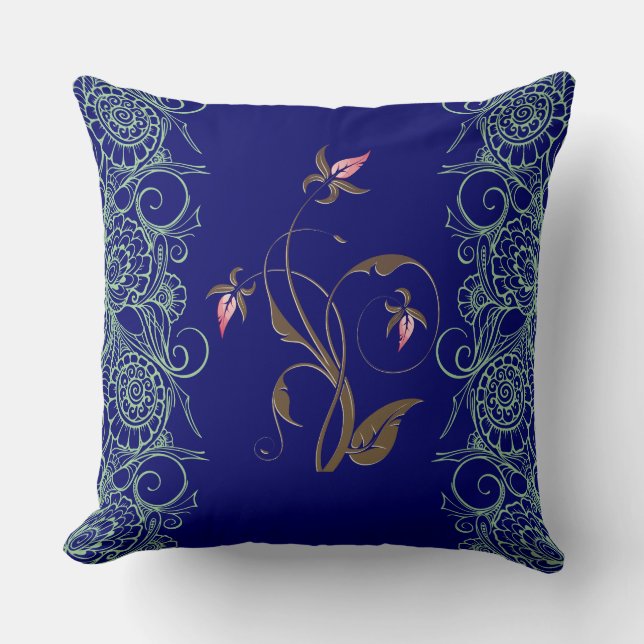 Modernes Blue Design Kissen Abdeckung (Vorderseite)
